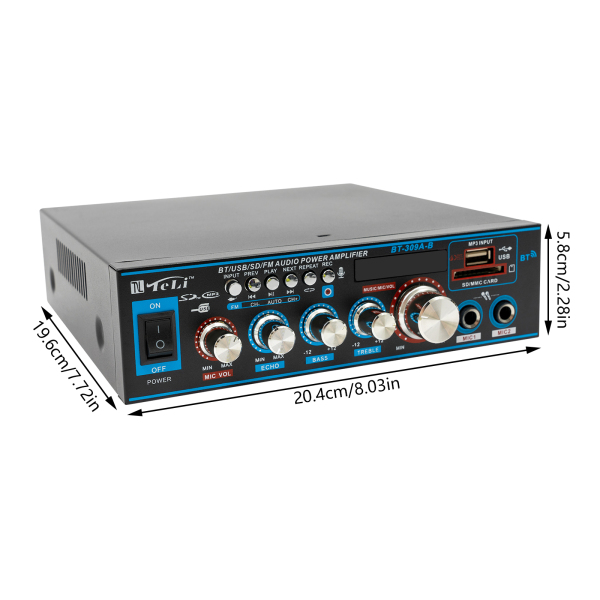 Amplificador, Amplificador de audio, Receptor amplificador de audio doméstico, 20,4*19,6*5,8cm, Negro Amplificador, Amplificador de audio, Receptor amplificador de audio doméstico, 20,4*19,6*5,8cm, Negro