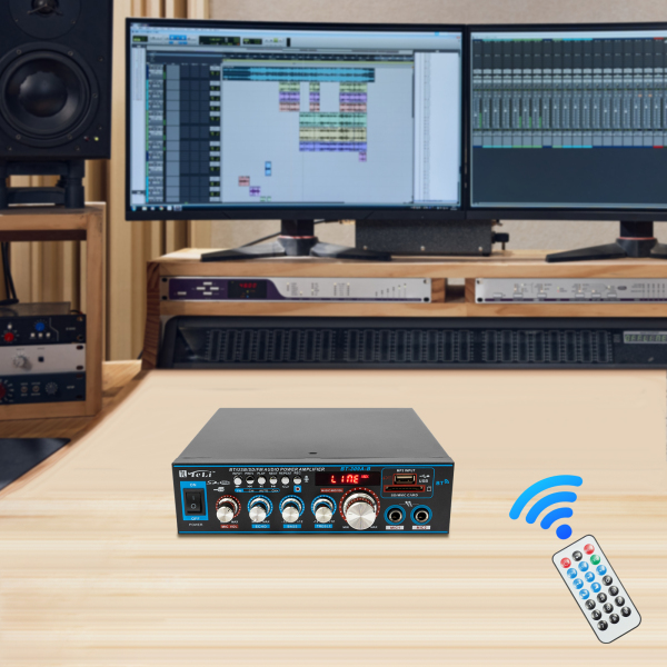 Amplificador, Amplificador de audio, Receptor amplificador de audio doméstico, 20,4*19,6*5,8cm, Negro Amplificador, Amplificador de audio, Receptor amplificador de audio doméstico, 20,4*19,6*5,8cm, Negro