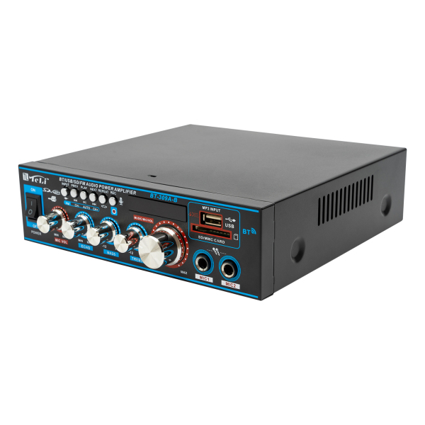 Amplificador, Amplificador de audio, Receptor amplificador de audio doméstico, 20,4*19,6*5,8cm, Negro