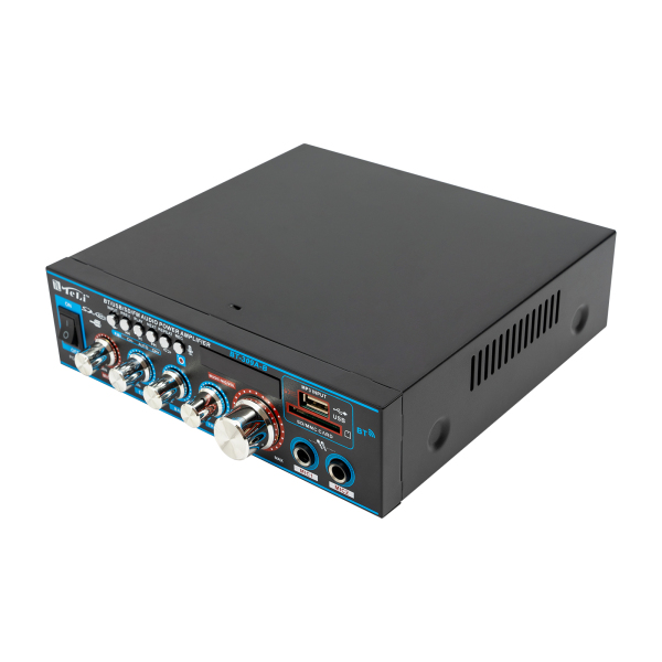 Amplificador, Amplificador de audio, Receptor amplificador de audio doméstico, 20,4*19,6*5,8cm, Negro