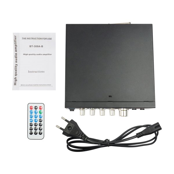 Amplificador, Amplificador de audio, Receptor amplificador de audio doméstico, 20,4*19,6*5,8cm, Negro