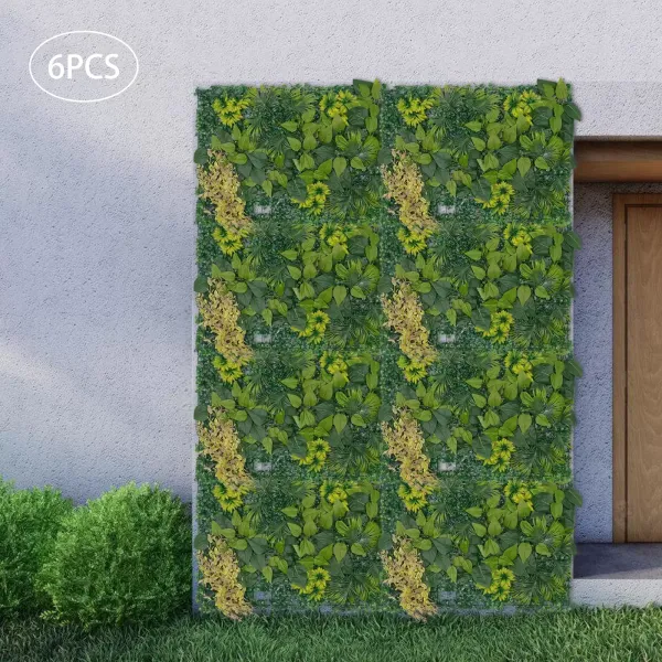 6PCS 24" x 16" Paneles de setos topiarios artificiales, decoraciones de pared, valla de privacidad para exteriores