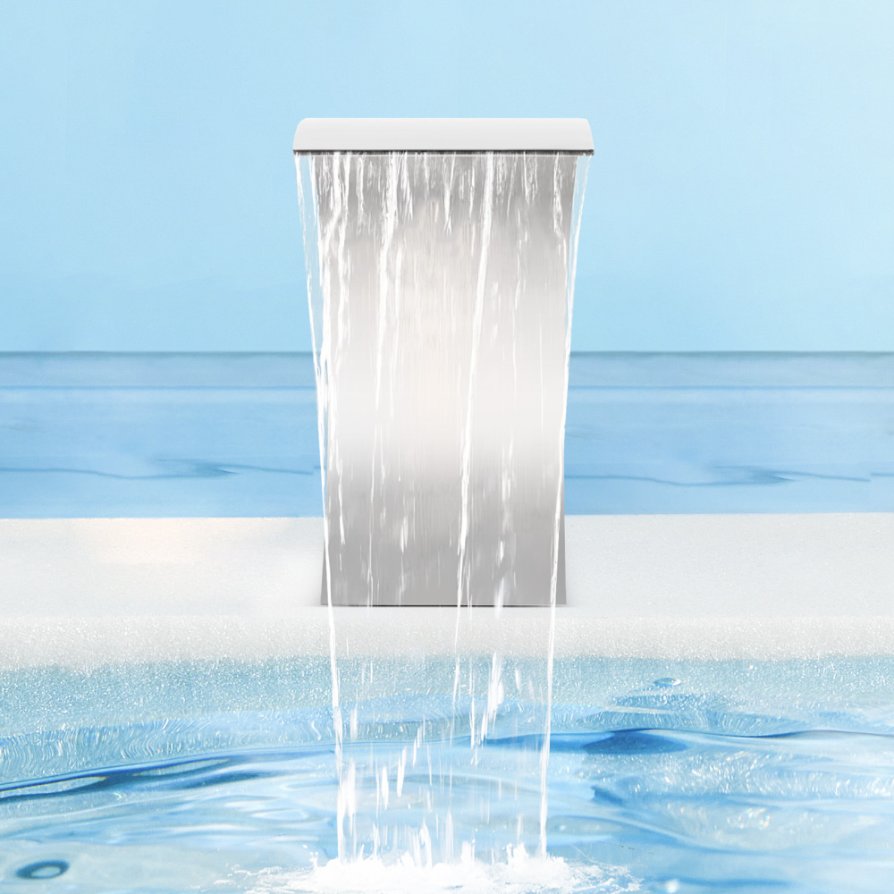 Piscina cascada de acero inoxidable, ducha de cascada, 60 x 30 cm, diseño de arco, para Jardín Exterior, Decoración, Estanque, Plateado