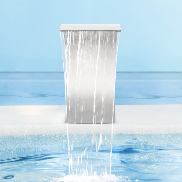 Piscina cascada de acero inoxidable, ducha de cascada, 60 x 30 cm, diseño de arco, para Jardín Exterior, Decoración, Estanque, Plateado