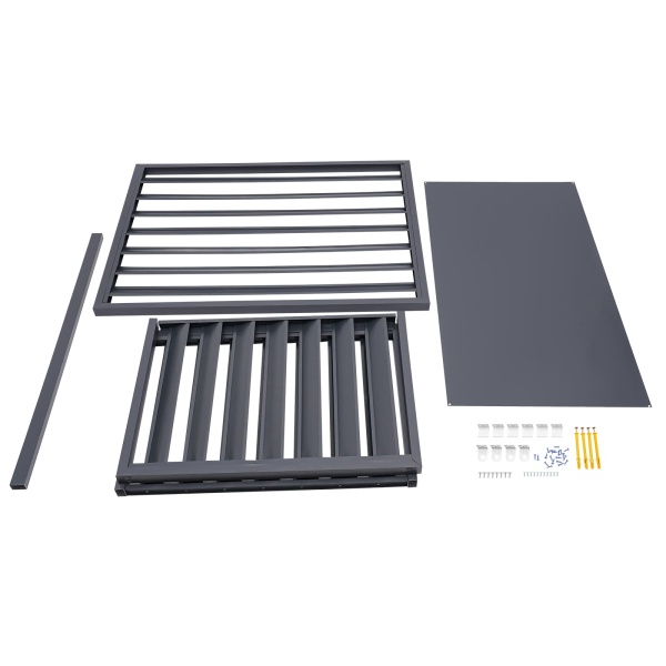 Valla para aire acondicionado 2-3P de cuatro lados, 110 x 80 x 60 cm, gris, pantalla de privacidad para aire acondicionado, pantalla para aire acondicionado