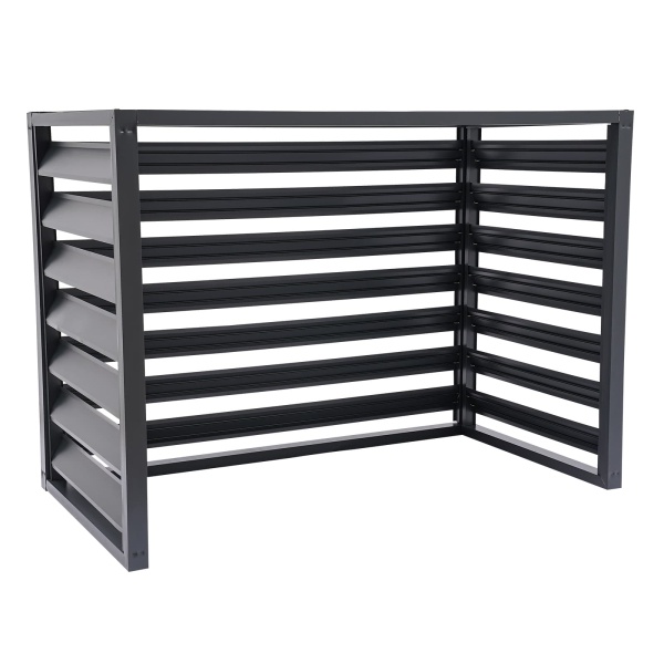 Valla para aire acondicionado 2-3P de cuatro lados, 110 x 80 x 60 cm, gris, pantalla de privacidad para aire acondicionado, pantalla para aire acondicionado
