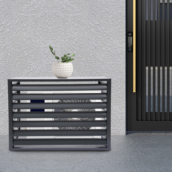 Valla para aire acondicionado 2-3P de cuatro lados, 110 x 80 x 60 cm, gris, pantalla de privacidad para aire acondicionado, pantalla para aire acondicionado