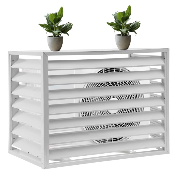Valla para aire acondicionado 2-3P de cuatro lados, 110 x 80 x 60 cm, color blanco. Valla para aire acondicionado, pantalla de privacidad para aire acondicionado.