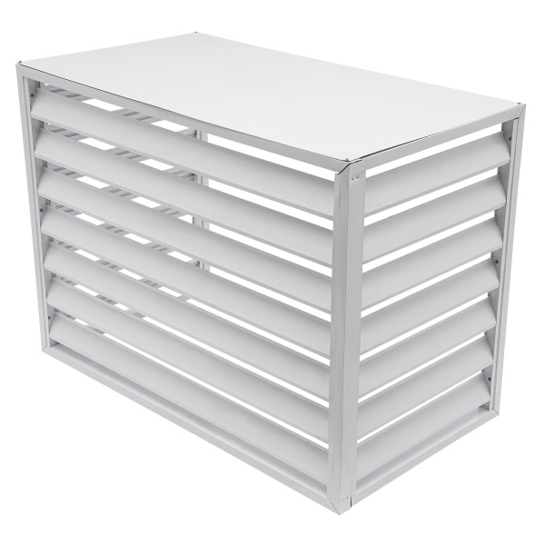 Valla para aire acondicionado 2-3P de cuatro lados, 110 x 80 x 60 cm, color blanco. Valla para aire acondicionado, pantalla de privacidad para aire acondicionado.