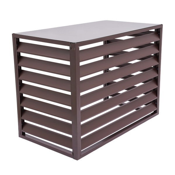 Valla para aire acondicionado 2-3P de cuatro lados, 110 x 80 x 60 cm, color marrón, malla para aire acondicionado, malla de privacidad para aire acondicionado