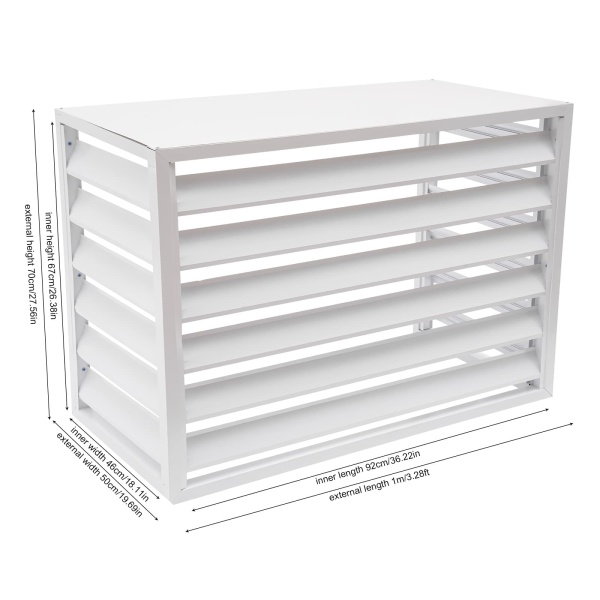 Valla de aire acondicionado 1.5P de cuatro lados 100*70*50 - blanca Pantalla de cerca para aire acondicionado, pantalla de privacidad para aire acondicionado