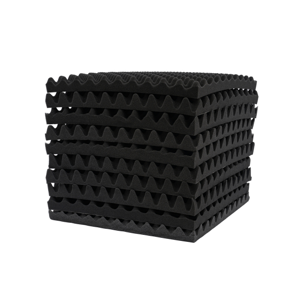 10 Piezas de Espuma Acústica, Esteras de Insonorización Autoadhesivas - 50 x 50 x 5 cm (Negro)