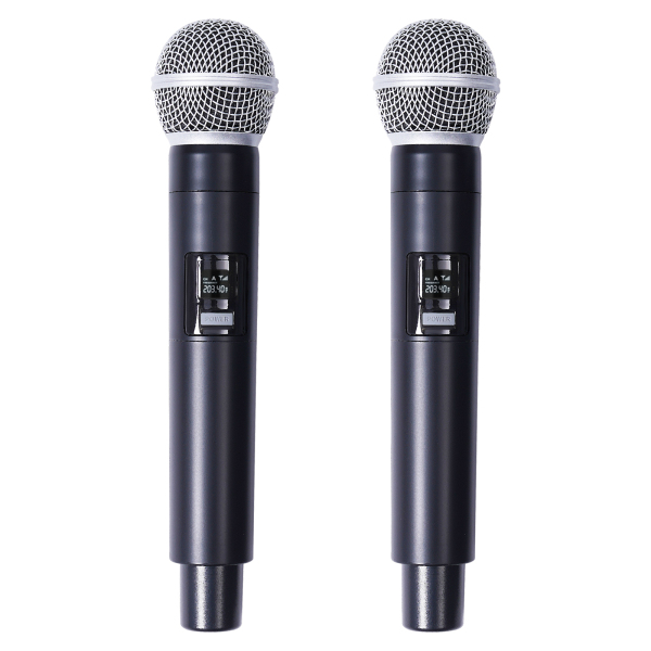 Sistema de micrófono inalámbrico VHF, Set de micrófono inalámbrico, Micrófono de mano doble para karaoke, bodas, discursos