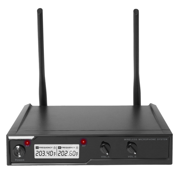Sistema de micrófono inalámbrico VHF, Set de micrófono inalámbrico, Micrófono de mano doble para karaoke, bodas, discursos