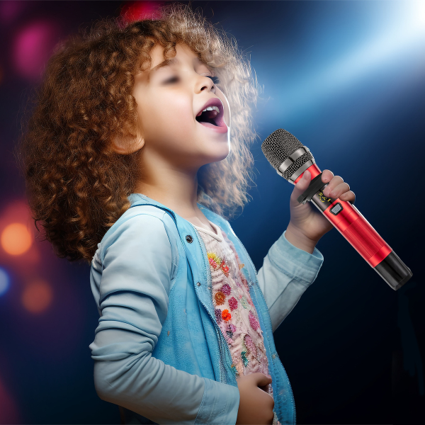 Micrófono inalámbrico, de metal inalámbrico dual, micrófonos vocales y receptor con 25 canales, para karaoke, voces, bodas