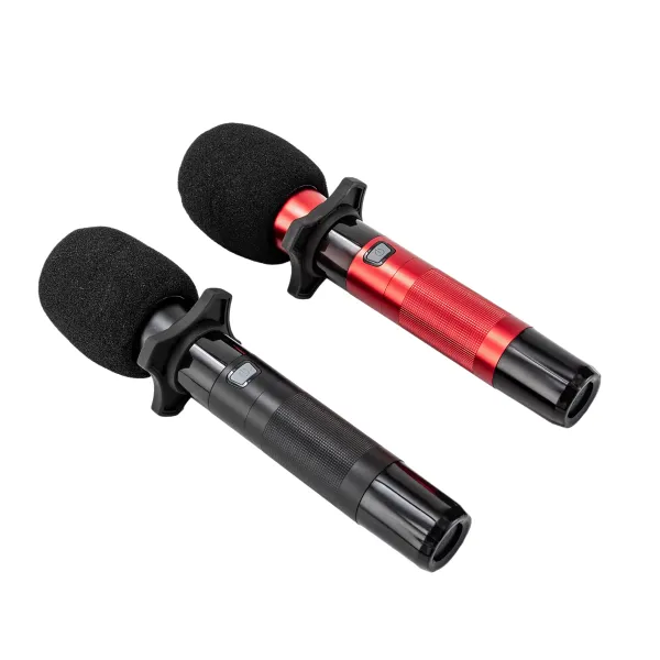 Micrófono inalámbrico, de metal inalámbrico dual, micrófonos vocales y receptor con 25 canales, para karaoke, voces, bodas