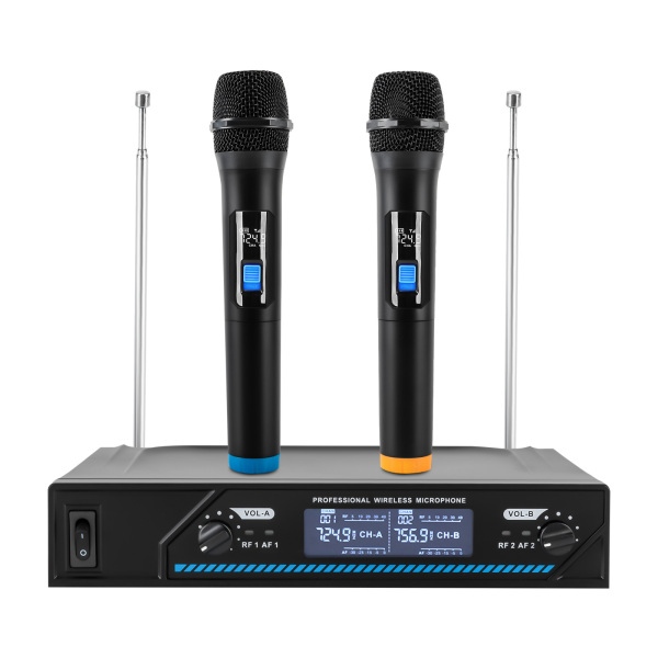 Kit de micrófono inalámbrico Micrófono de karaoke profesional de 2 canales para cantar en fiestas de iglesia