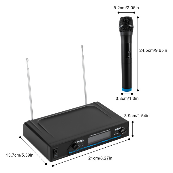 Kit de micrófono inalámbrico Micrófono de karaoke profesional de 2 canales para cantar en fiestas de iglesia Kit de micrófono inalámbrico Micrófono de karaoke profesional de 2 canales para cantar en fiestas de iglesia