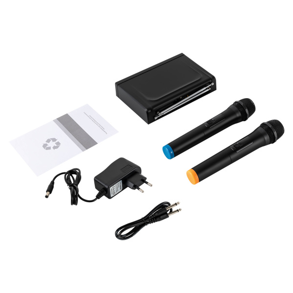 Kit de micrófono inalámbrico Micrófono de karaoke profesional de 2 canales para cantar en fiestas de iglesia Kit de micrófono inalámbrico Micrófono de karaoke profesional de 2 canales para cantar en fiestas de iglesia