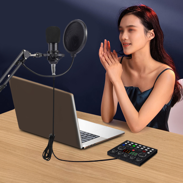 Juego de micrófono para podcast con cambiador de voz, estudio de grabación con micrófono de condensador para canto, PC,TikTok, YouTube
