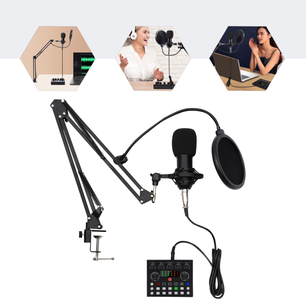 Juego de micrófono para podcast con cambiador de voz, estudio de grabación con micrófono de condensador para canto, PC,TikTok, YouTube