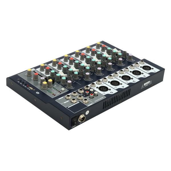 Mezclador profesional de sonido de 7 canales, mezclador con alimentación de audio, Consola de sonido de 7 canales
