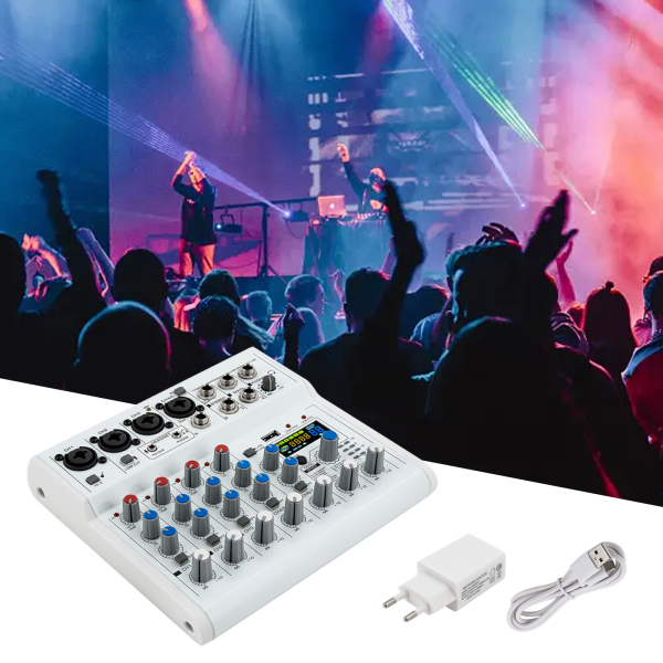 7 canales Consolas de mezcla en vivo estéreo, mezclador de audio Mezclador de música, 88 tipos de efectos digitales DPS