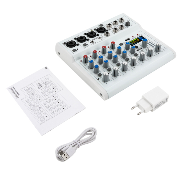 7 canales Consolas de mezcla en vivo estéreo, mezclador de audio Mezclador de música, 88 tipos de efectos digitales DPS