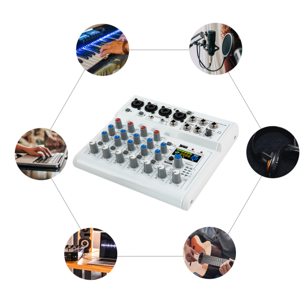 7 canales Consolas de mezcla en vivo estéreo, mezclador de audio Mezclador de música, 88 tipos de efectos digitales DPS 7 canales Consolas de mezcla en vivo estéreo, mezclador de audio Mezclador de música, 88 tipos de efectos digitales DPS
