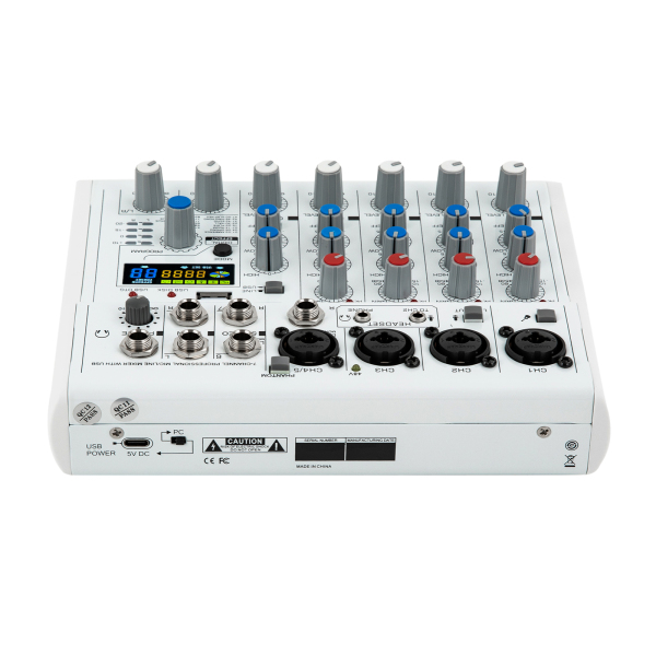 7 canales Consolas de mezcla en vivo estéreo, mezclador de audio Mezclador de música, 88 tipos de efectos digitales DPS