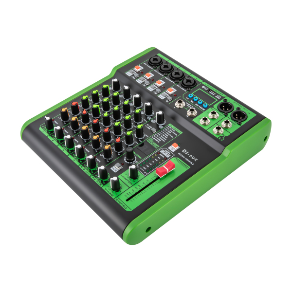 DI-6UX Mezclador de audio profesional con 99 efectos digitales DSP Entrada USB MP3 48 V Preamplificadores de micrófono