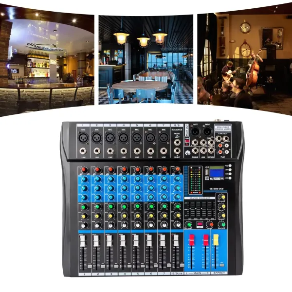 Live Mezclador DJ Audio Mixer 8 Canales con USB / MP3 / Bluetooth + 48 V Power Audio Mixer Live Mezclador DJ Audio Mixer 8 Canales con USB / MP3 / Bluetooth + 48 V Power Audio Mixer