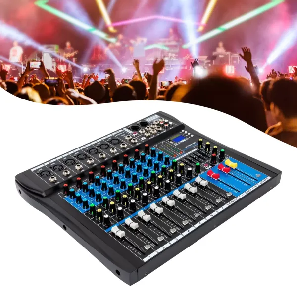 Live Mezclador DJ Audio Mixer 8 Canales con USB / MP3 / Bluetooth + 48 V Power Audio Mixer