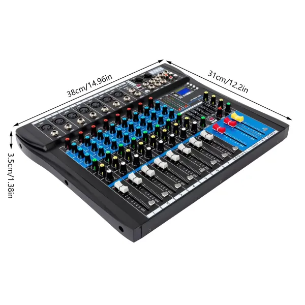 Live Mezclador DJ Audio Mixer 8 Canales con USB / MP3 / Bluetooth + 48 V Power Audio Mixer