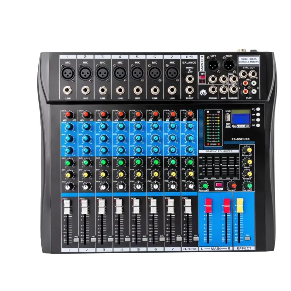 Live Mezclador DJ Audio Mixer 8 Canales con USB / MP3 / Bluetooth + 48 V Power Audio Mixer