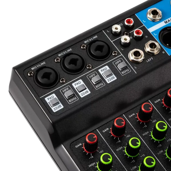 Mini - Mezclador de audio para DJ Mezclador en vivo Bluetooth, 5 / 4 canales con USB e interfaz de audio