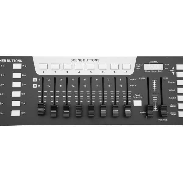 Control de iluminación de canal DMX+MIDI, consola de iluminación de escenario