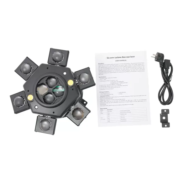 Luz de cabeza móvil de 150 W, foco LED RGBW, luz de escenario con efecto de luz activado por sonido DMX512, con 6 brazos de luz para DJ, bar, boda