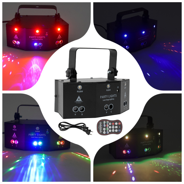 Proyector de luz LED RGB con láser de 9 ojos, proyector de DJ, iluminación de escenario de discoteca, efecto de luz