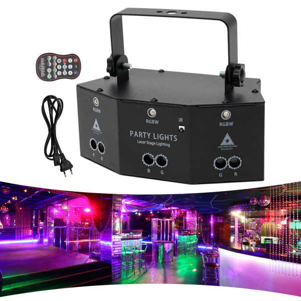 Proyector de luz LED RGB con láser de 9 ojos, proyector de DJ, iluminación de escenario de discoteca, efecto de luz