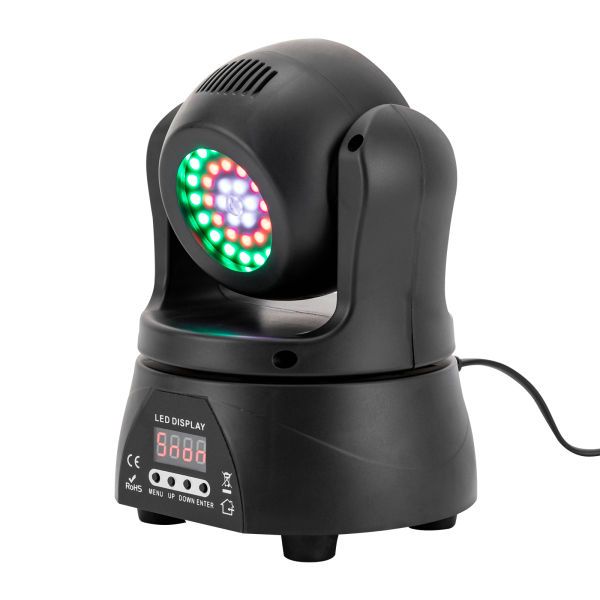 Luz LED de cabeza móvil de 30 W, luces de DJ de doble cara con caleidoscopio e iluminación de escenario por DMX