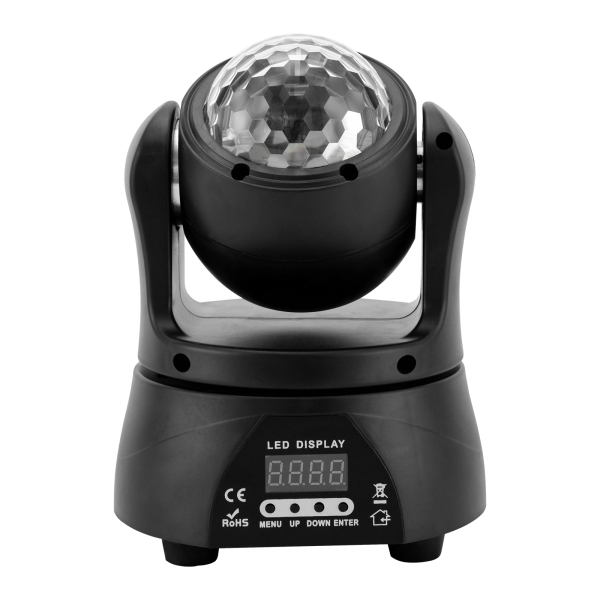 Luz LED de cabeza móvil de 30 W, luces de DJ de doble cara con caleidoscopio e iluminación de escenario por DMX