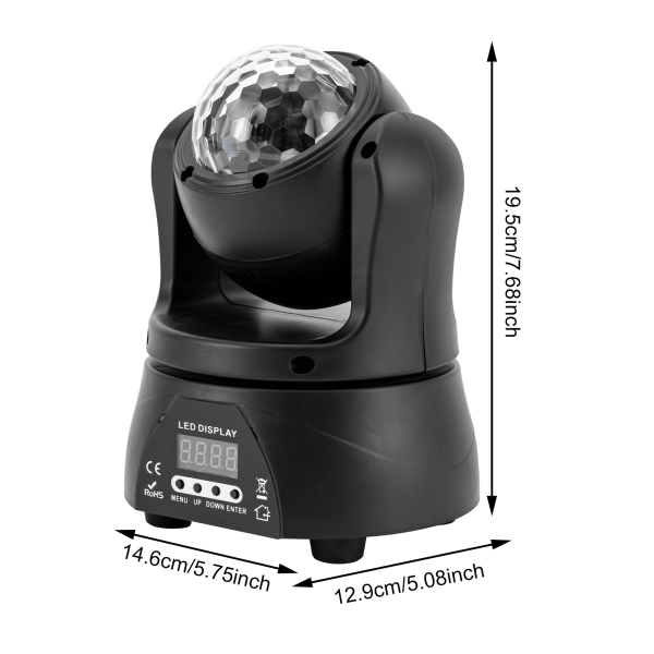 Luz LED de cabeza móvil de 30 W, luces de DJ de doble cara con caleidoscopio e iluminación de escenario por DMX