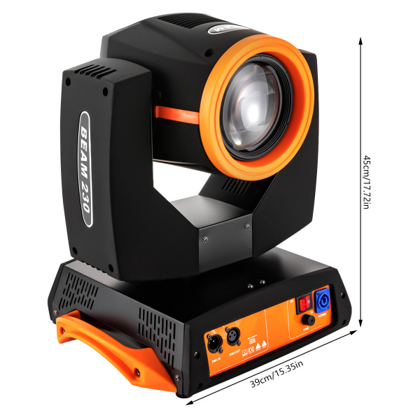 7R 230W Haz de Luz Cabeza Móvil, 17 Gobos RGBW Iluminación de Escenario, 14 Colores Luces DJ 16ch, Rotación multiángulo