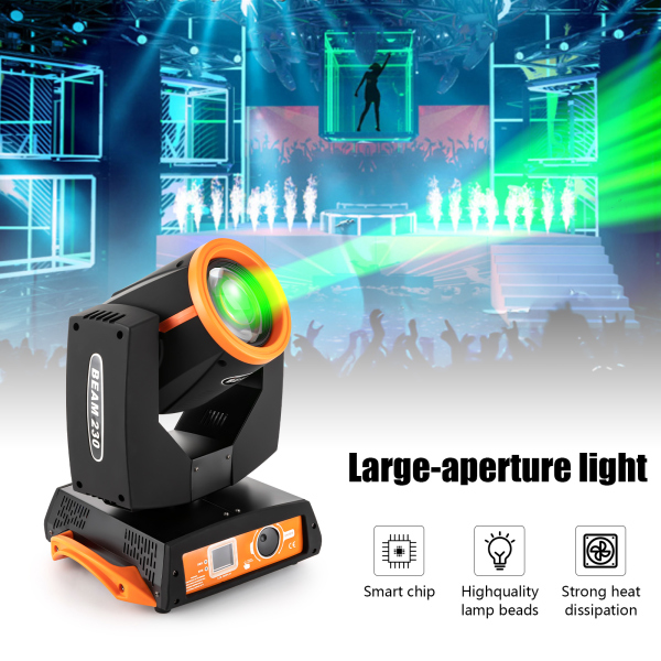 7R 230W Haz de Luz Cabeza Móvil, 17 Gobos RGBW Iluminación de Escenario, 14 Colores Luces DJ 16ch, Rotación multiángulo