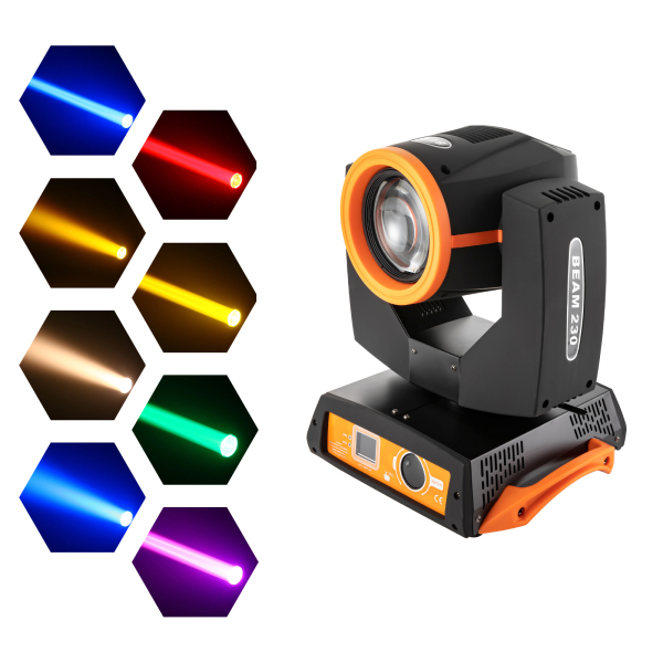7R 230W Haz de Luz Cabeza Móvil, 17 Gobos RGBW Iluminación de Escenario, 14 Colores Luces DJ 16ch, Rotación multiángulo