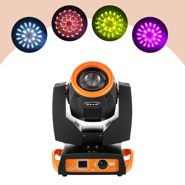 7R 230W Haz de Luz Cabeza Móvil, 17 Gobos RGBW Iluminación de Escenario, 14 Colores Luces DJ 16ch, Rotación multiángulo