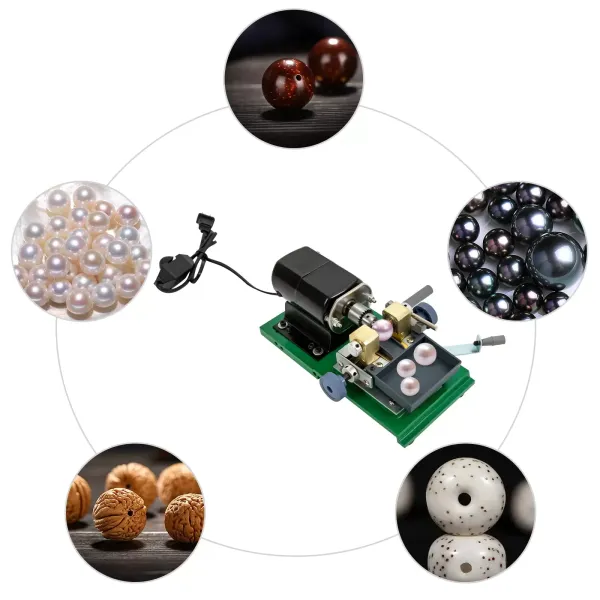 Taladro de perlas de 220 V, juego completo de joyas jade sin escalonamiento, herramientas taladro titular para concha coral ámbar (verde)