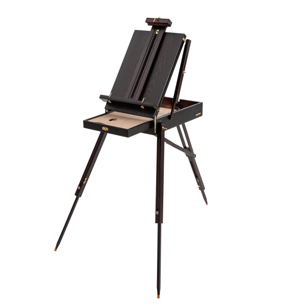 Caballete en caja para bocetos de estudio con cajón para artistas, paleta, Caballete con trípode de madera ajustable