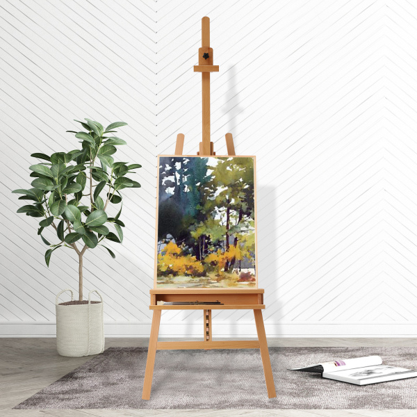 Caballete de madera de haya, caballete de artista natural para bastidores con doble soporte